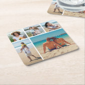 独自の5つのフォトコラージュを作成 スクエアペーパーコースター (アングル)