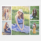 独自の5つのフォトコラージュを作成 フリースブランケット (正面(横))