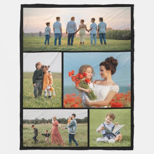 独自の5つのフォトコラージュを作成 フリースブランケット (正面)