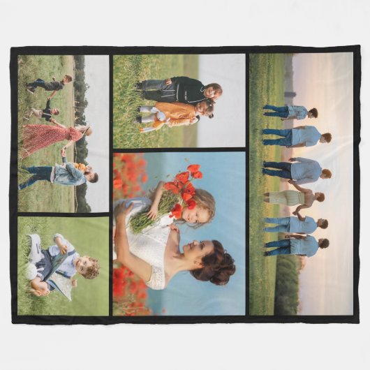 独自の5つのフォトコラージュを作成 フリースブランケット (正面(横))