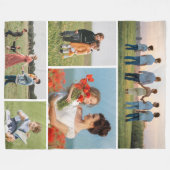 独自の5つのフォトコラージュを作成 フリースブランケット (正面(横))