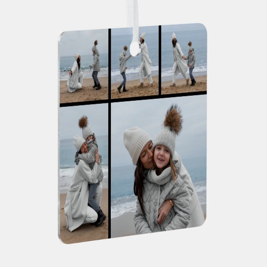 独自の5つのフォトコラージュを作成 メタルオーナメント (正面右)