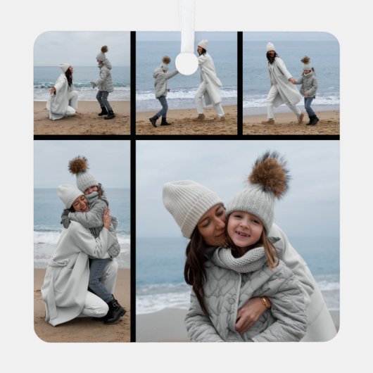 独自の5つのフォトコラージュを作成 メタルオーナメント (裏面)