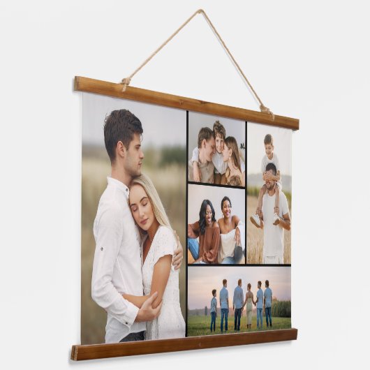 独自の5つのフォトコラージュを作成 吊り下げ型タペストリー (傾斜あり)