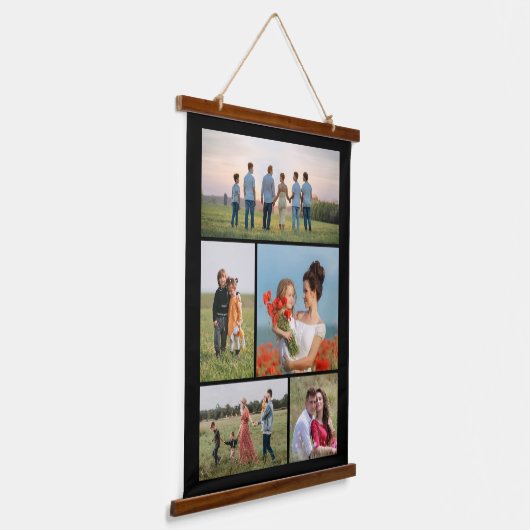 独自の5つのフォトコラージュを作成 吊り下げ型タペストリー (傾斜あり)