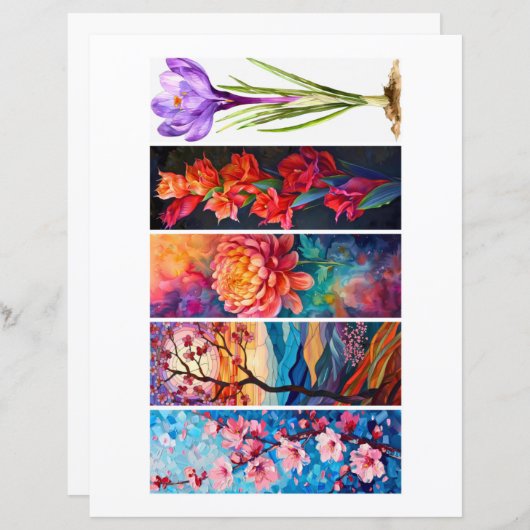 独自の5つの美しいフローラブックマークの作成 (正面/裏面)