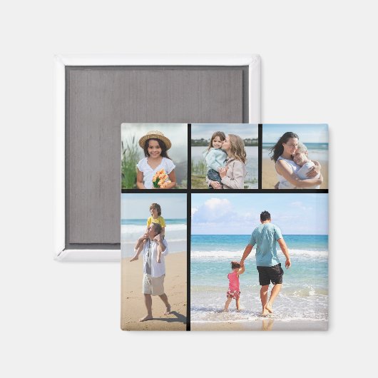 独自の5フォトコラージュ編集可能カラーを作成 マグネット (正面/裏面)