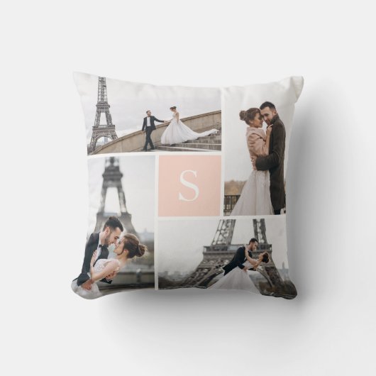 独自の5枚のモノグラムのフォトギャラリーの作成 クッション (正面)