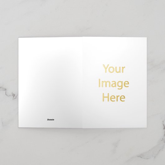 12.7cm x 17.8cm 箔二つ折りグリーティングカード , カラー: ゴールド, メディア: プレミアムホワイト (外側レイダウン)