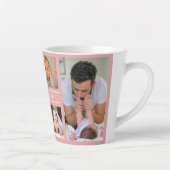 独自の6つのフォトコラージュの家族の名前をピンク色に作成 カフェラテマグ (右)