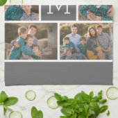 独自の6つのフォトコラージュを作成 – Monogram White キッチンタオル (折り畳み)