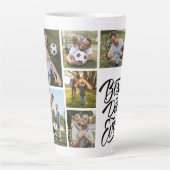 独自の6つのフォトコラージュ最高のパパを作成 カフェラテマグ (正面)