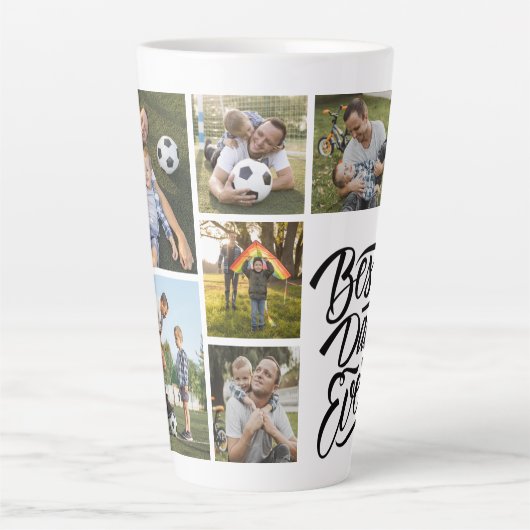 独自の6つのフォトコラージュ最高のパパを作成 カフェラテマグ (正面)