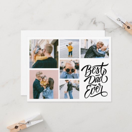 独自の6つのフォトコラージュ最高のパパを作成 カード (正面/裏面インサイチュ)
