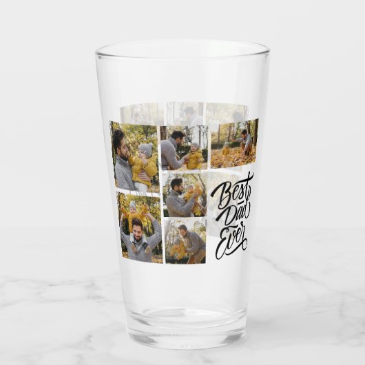 独自の6つのフォトコラージュ最高のパパを作成 タンブラーグラス (裏面)