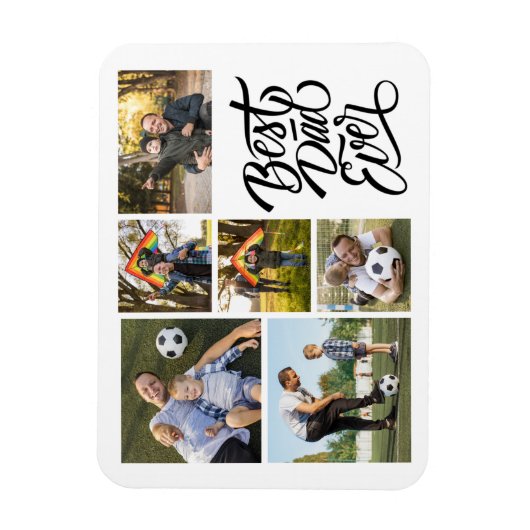 独自の6つのフォトコラージュ最高のパパを作成 マグネット (縦)