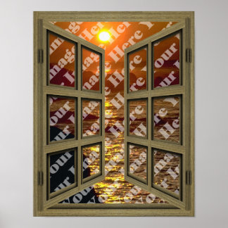 独自の6ウィンドウブラウンオープンウィンドウポスターを作成する ポスター