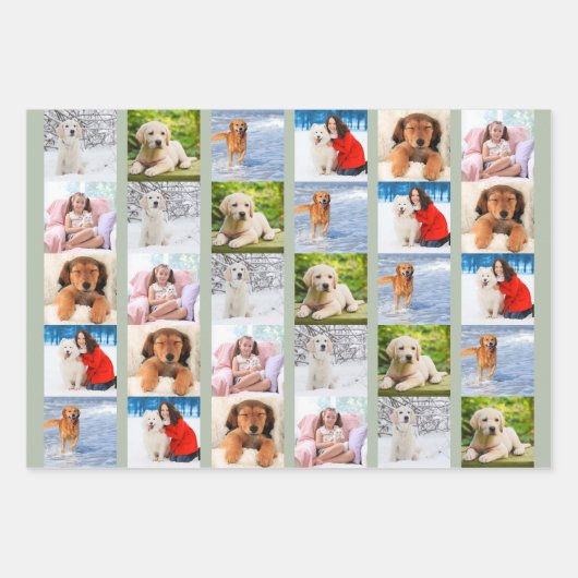 独自の6フォトコラージグリーンセットを作成する3 ラッピングペーパーシート (正面3)