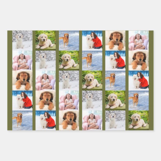 独自の6フォトコラージグリーンセットを作成する3 ラッピングペーパーシート (正面2)