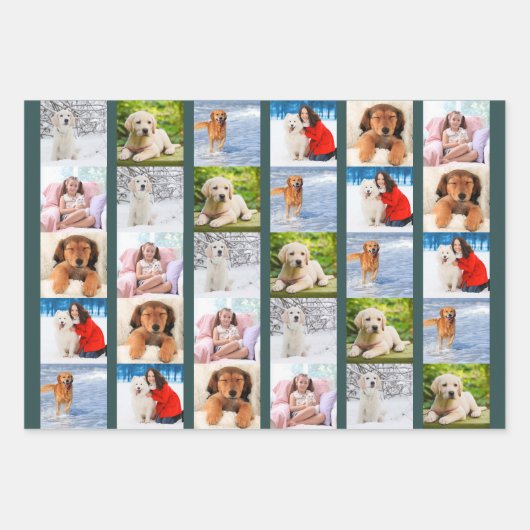 独自の6フォトコラージグリーンセットを作成する3 ラッピングペーパーシート (正面)