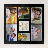 独自の6フォトコラージファミリー引用文ブラックの作成 ジグソーパズル (横)