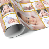 独自の6フォトコラージュの作成金ゴールドグリッター ラッピングペーパー (ロールコーナー)