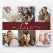 独自の6フォトコラージュを作成カスタム赤金ゴールド マウスパッド (正面)