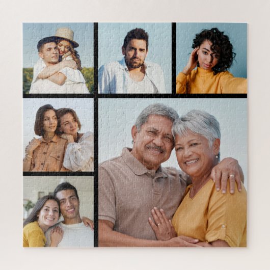 独自の6フォトコラージュ編集可能カラーを作成 ジグソーパズル (縦)