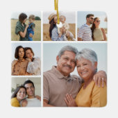 独自の6フォトコラージュ編集可能カラーを作成 セラミックオーナメント (正面)