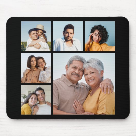 独自の6フォトコラージュ編集可能カラーを作成 マウスパッド (正面)
