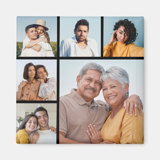 独自の6フォトコラージュ編集可能カラーを作成 マグネット (正面)