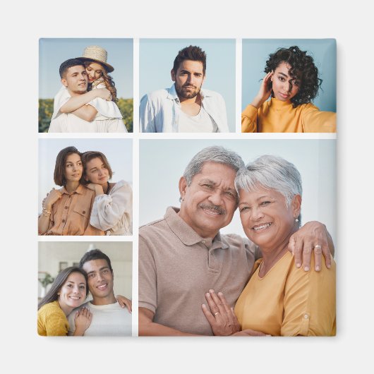 独自の6フォトコラージュ編集可能カラーを作成 マグネット (正面)