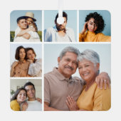 独自の6フォトコラージュ編集可能カラーを作成 メタルオーナメント (正面)