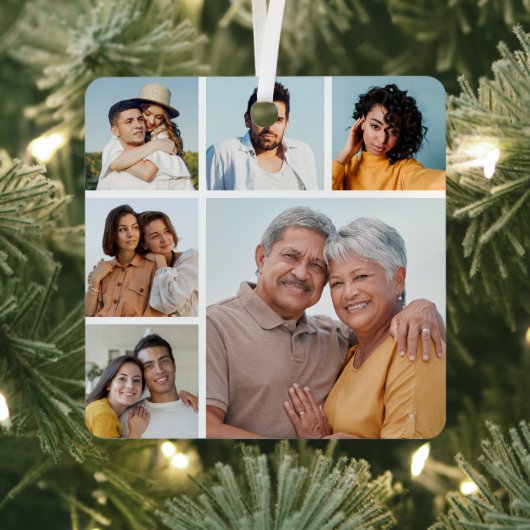 独自の6フォトコラージュ編集可能カラーを作成 メタルオーナメント (インサイチュ)