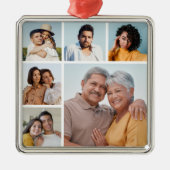 独自の6フォトコラージュ編集可能カラーを作成 メタルオーナメント (正面)