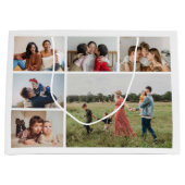 独自の6フォトコラージュ編集可能カラーを作成 ラージペーパーバッグ (正面)