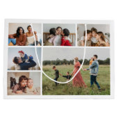 独自の6フォトコラージュ編集可能カラーを作成 ラージペーパーバッグ (裏面)