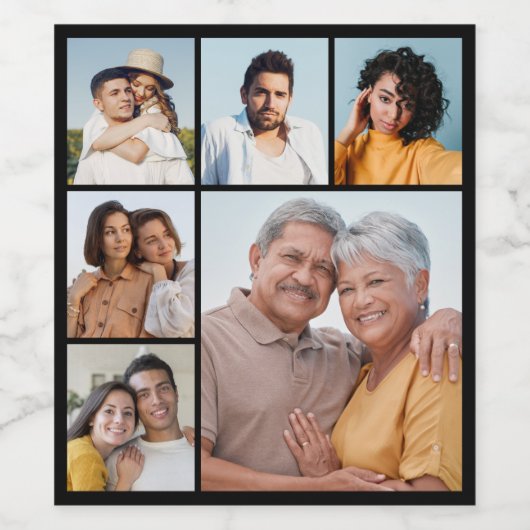 独自の6フォトコラージュ編集可能カラーを作成 ワインラベル (シングルラベル)