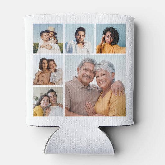 独自の6フォトコラージュ編集可能カラーを作成 缶クーラー (裏面)