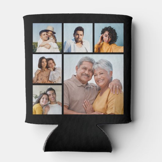 独自の6フォトコラージュ編集可能カラーを作成 缶クーラー (裏面)