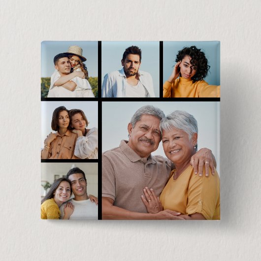 独自の6フォトコラージュ編集可能カラーを作成 缶バッジ (正面)