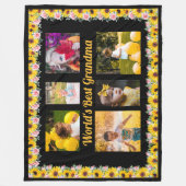 独自の6フォトコラージュ黒を作成 フリースブランケット (正面)