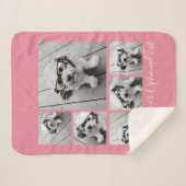 独自の6枚の写真を追加コラージュ – ピンクを編集できる シェルパブランケット (正面(横))