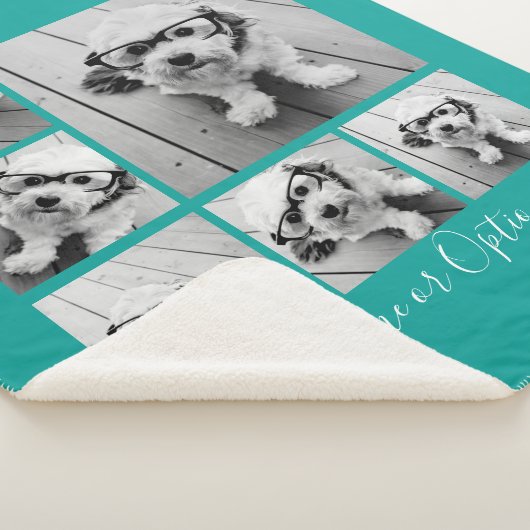 独自の6枚の写真を追加コラージュ – 青を編集できる シェルパブランケット (3/4)