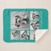 独自の6枚の写真を追加コラージュ – 青を編集できる シェルパブランケット (正面(横))