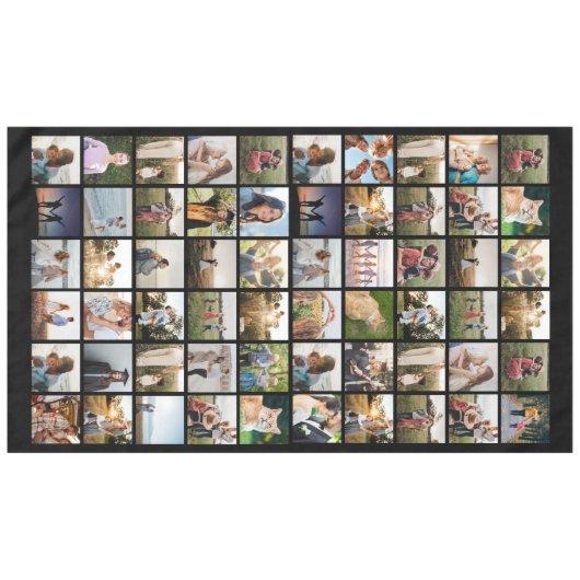 独自の60枚の写真パーソナライズされたコラージュを作成 テーブルクロス (正面(横))