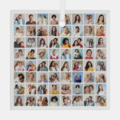 独自の64フォトコラージュを作成 ガラスオーナメント (裏面)