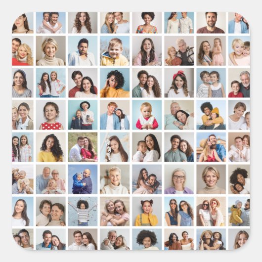 独自の64フォトコラージュを作成 スクエアシール (正面)