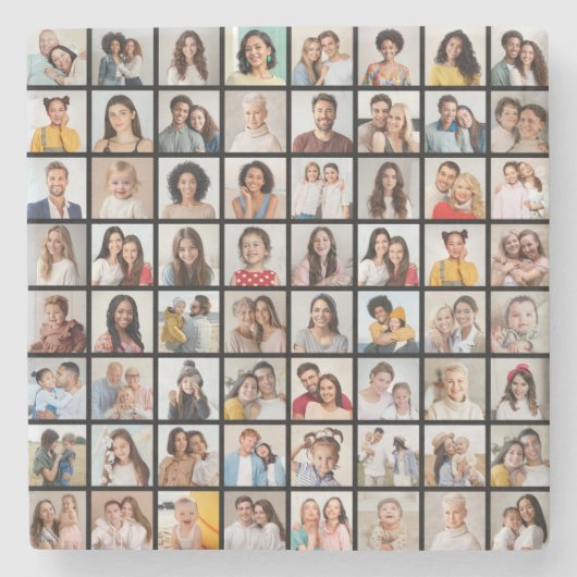 独自の64フォトコラージュを作成 ストーンコースター (正面)