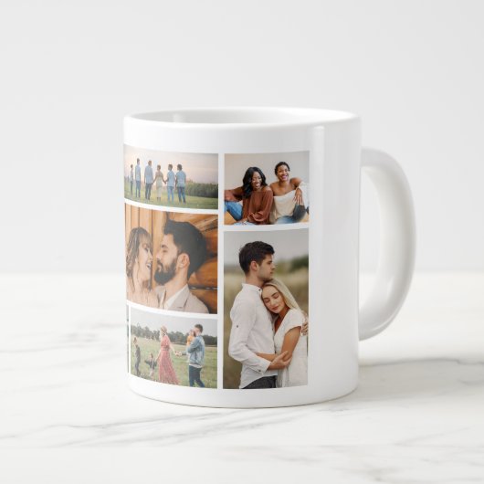 独自の7つのフォトコラージュを作成 ジャンボコーヒーマグカップ (正面右)
